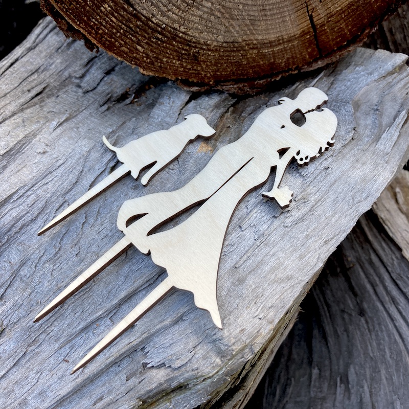 Zápich do dortu - Novomanželé a pes + iniciály a datum