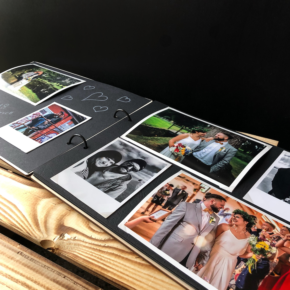 Dřevěné fotoalbum / svatební kniha hostů