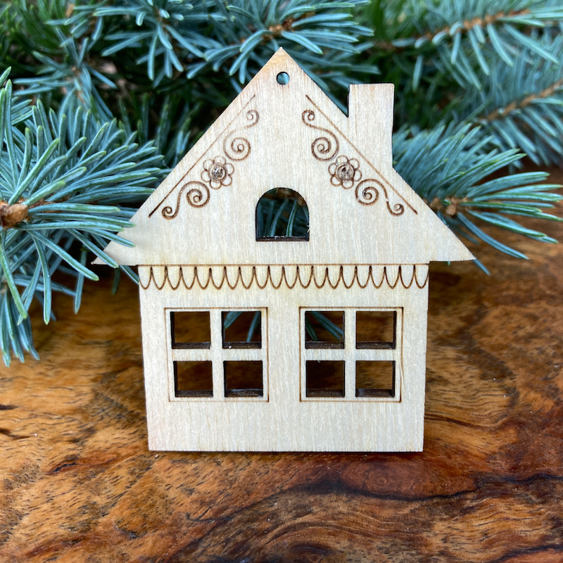 Dřevěná vánoční ozdoba - Domeček