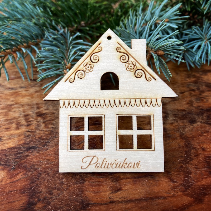 Dřevěná vánoční ozdoba - Domeček
