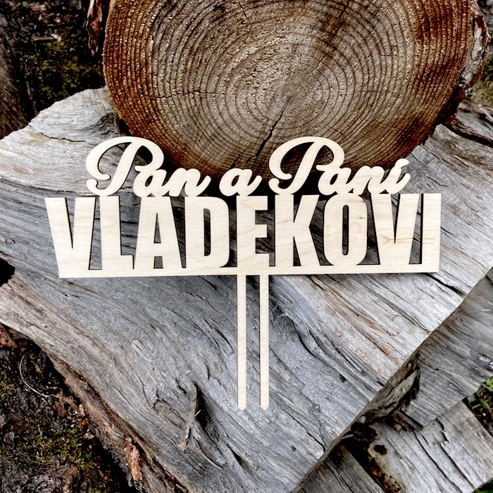 Zápich do dortu - Pan a Paní + příjmení novomanželů