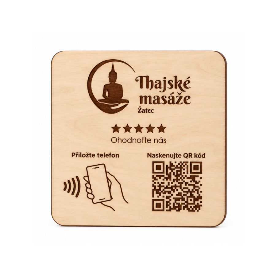 NFC / QR destička pro Google recenze s vlastním logem