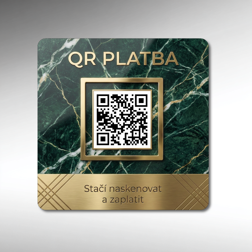 Destička s vaším QR kódem pro přijímání plateb