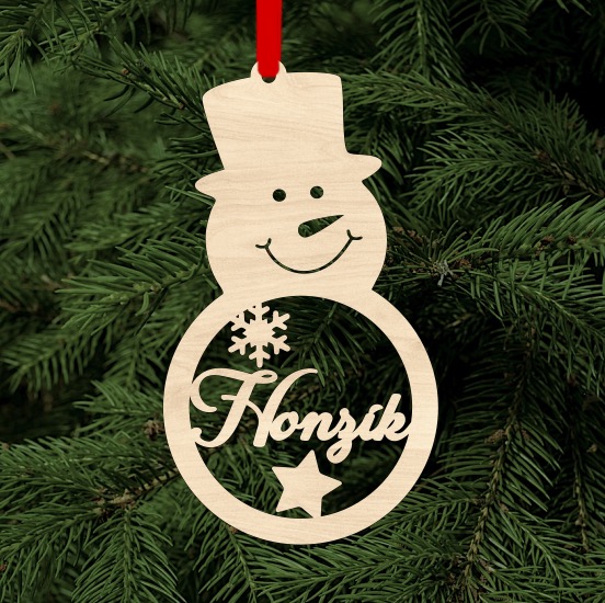 Vánoční ozdoba - sněhulák se jménem