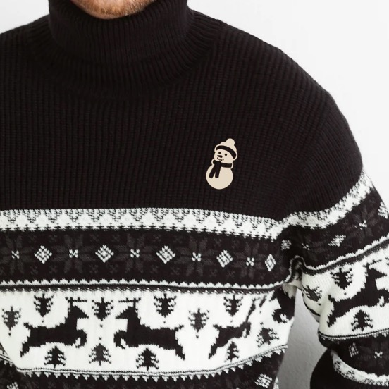 Dřevěná vánoční brož - Sněhulák