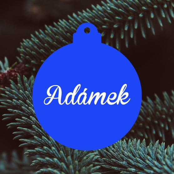 Vánoční baňka se jménem (modro-bílá)