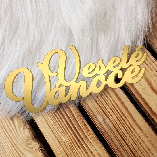 Zlatý nápis Veselé Vánoce