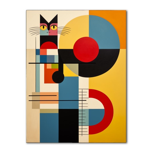 Kubistický obraz s kočkou