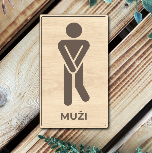 Dřevěná cedulka - WC MUŽI