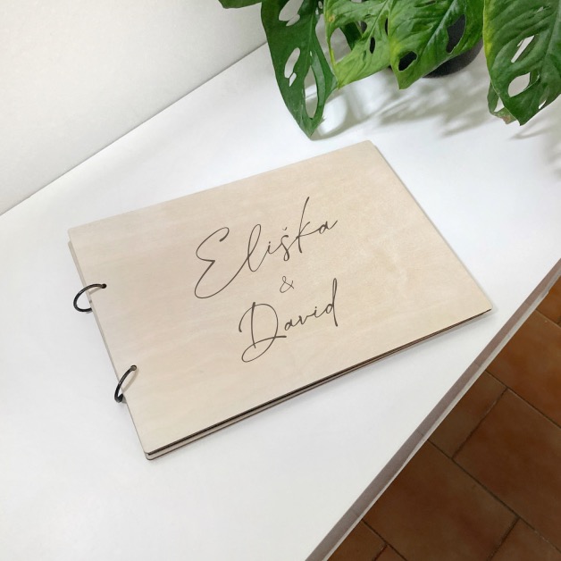 Dřevěné fotoalbum / svatební kniha hostů