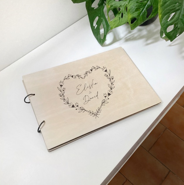 Dřevěné fotoalbum / svatební kniha hostů