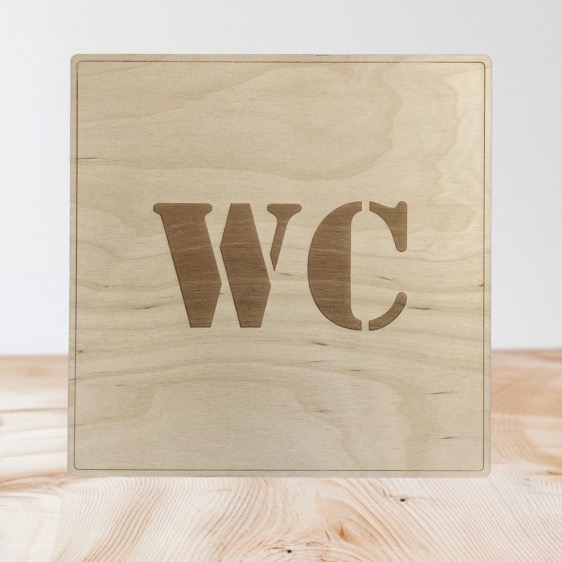 Dřevěná cedulka - WC