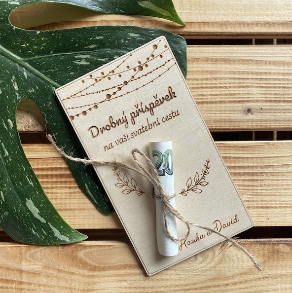 Dřevěné svatební přání