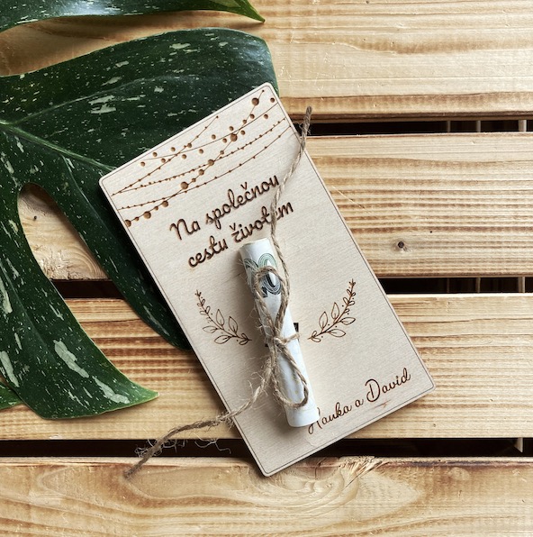 Dřevěné svatební přání