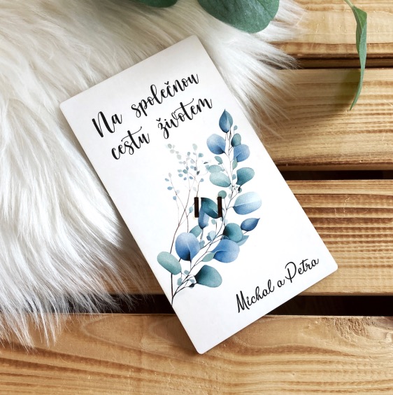 Dřevěné svatební přání novomanželům