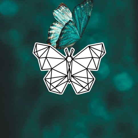 Dřevěná brož - Geometrický motýl