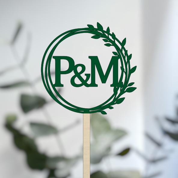 Svatební zápich do dortu s iniciály