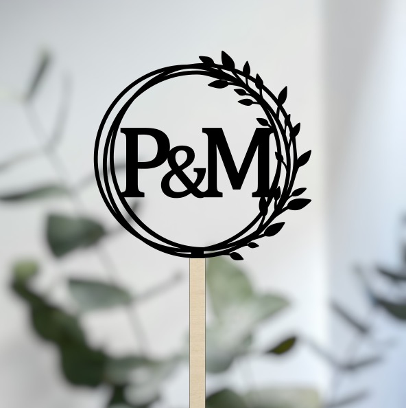 Svatební zápich do dortu s iniciály