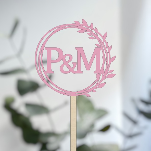 Svatební zápich do dortu s iniciály