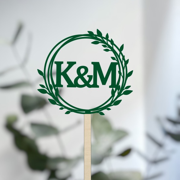 Svatební zápich do dortu s iniciály