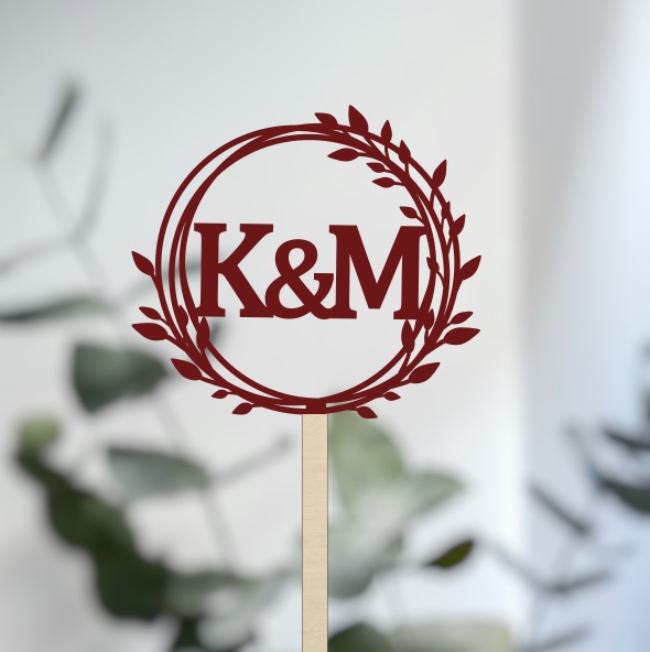 Svatební zápich do dortu s iniciály