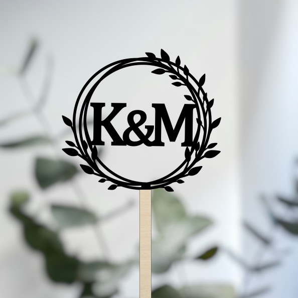 Svatební zápich do dortu s iniciály