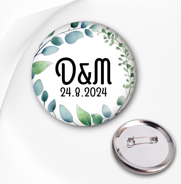 Svatební placka s iniciály