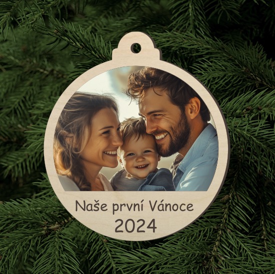 Dřevěná vánoční ozdoba s fotkou