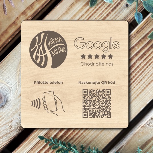 NFC destička pro Google recenze s vlastním logem