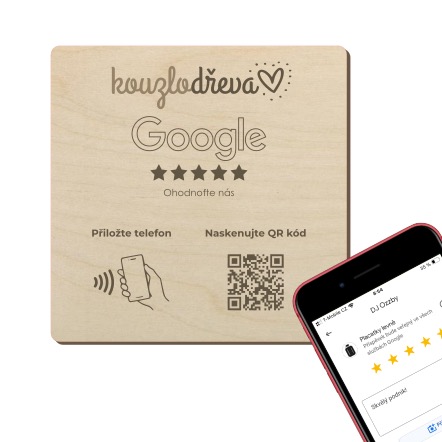 NFC / QR destička pro Google recenze s vlastním logem