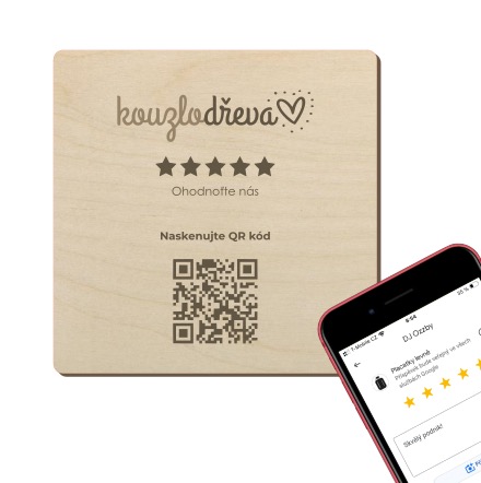 QR destička pro Google recenze s vlastním logem
