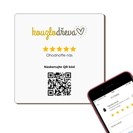 QR destička pro Google recenze s vlastním logem