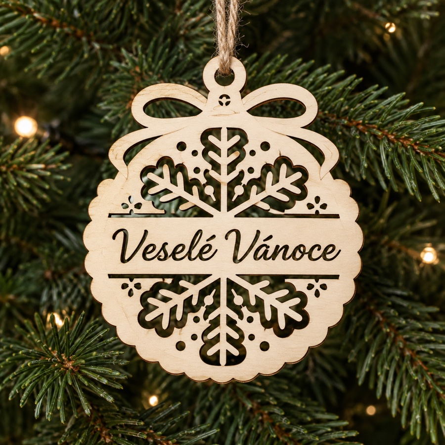 Dřevěná vánoční ozdoba - Veselé Vánoce
