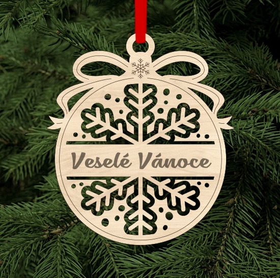 Dřevěná vánoční ozdoba - Veselé Vánoce
