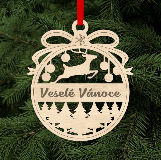 Dřevěná vánoční ozdoba - Veselé Vánoce