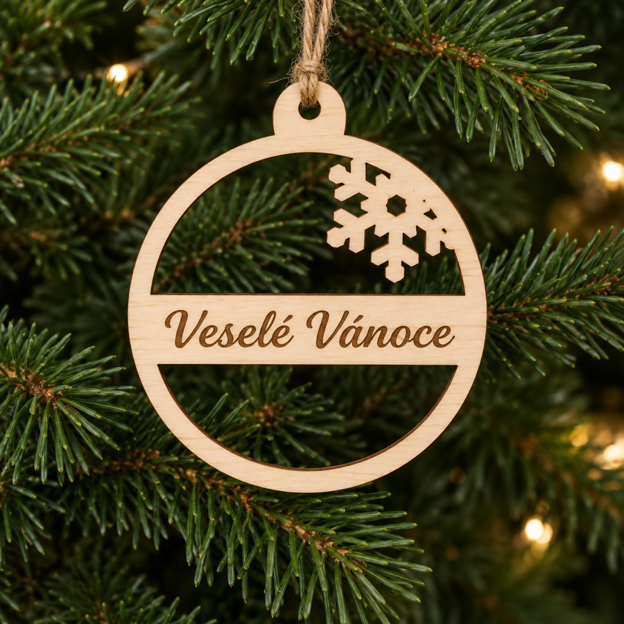 Dřevěná vánoční ozdoba - Veselé Vánoce