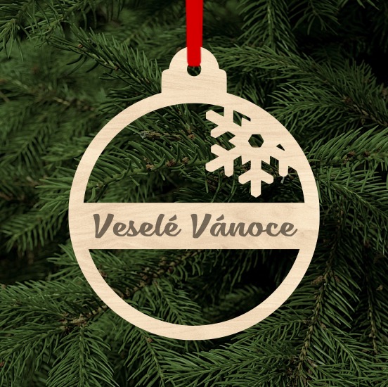 Dřevěná vánoční ozdoba - Veselé Vánoce