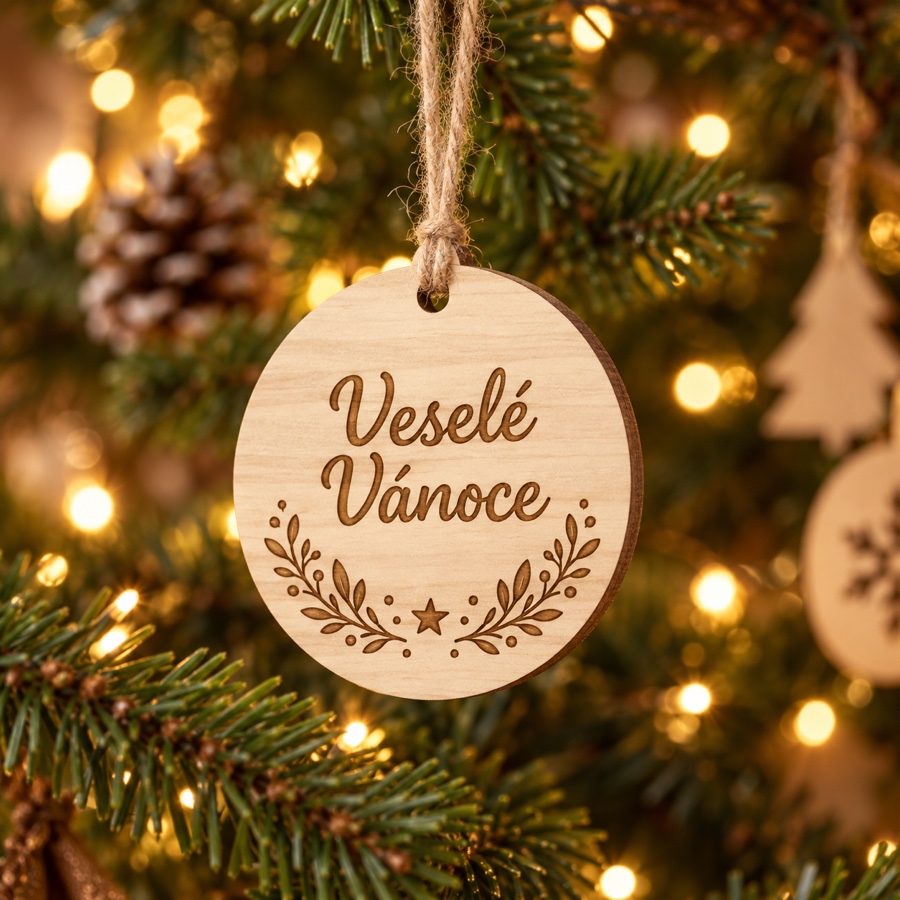 Dřevěná vánoční ozdoba - Veselé Vánoce