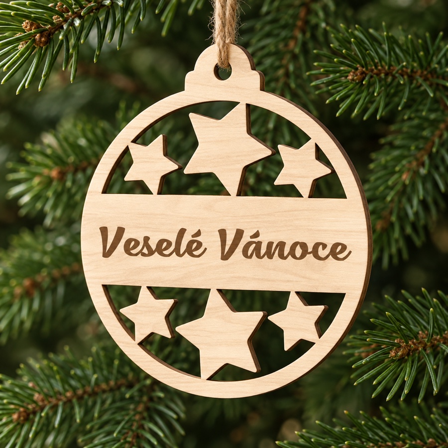 Dřevěná vánoční ozdoba - Veselé Vánoce