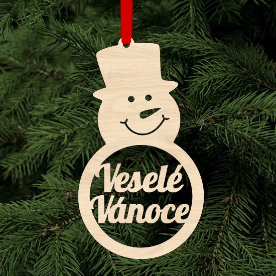 Dřevěná vánoční ozdoba Veselé Vánoce