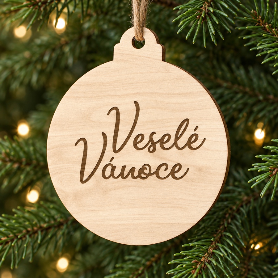Dřevěná vánoční ozdoba - Veselé Vánoce