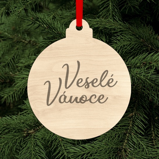 Dřevěná vánoční ozdoba - Veselé Vánoce