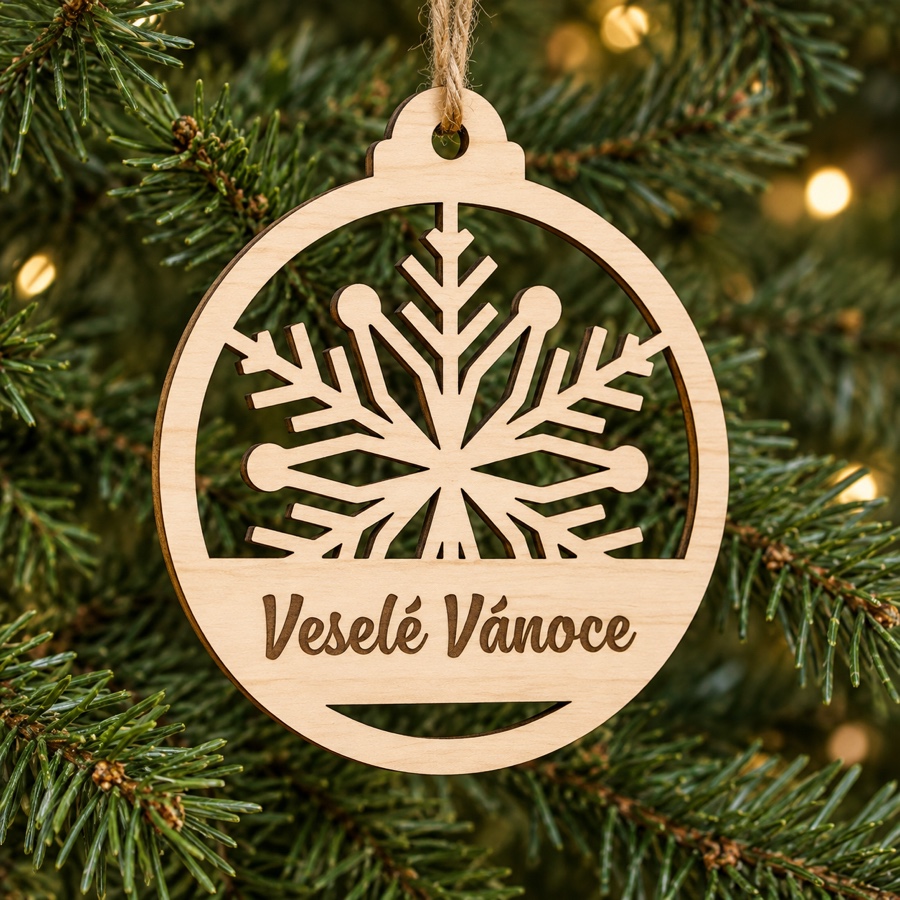 Dřevěná vánoční ozdoba - Veselé Vánoce