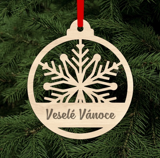 Dřevěná vánoční ozdoba - Veselé Vánoce