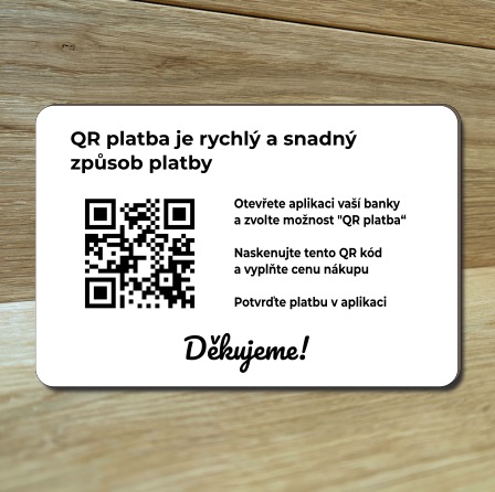 Destička s QR kódem pro přijímání plateb