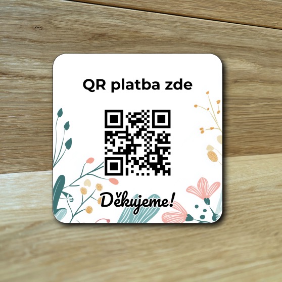 Destička s QR kódem pro přijímání plateb