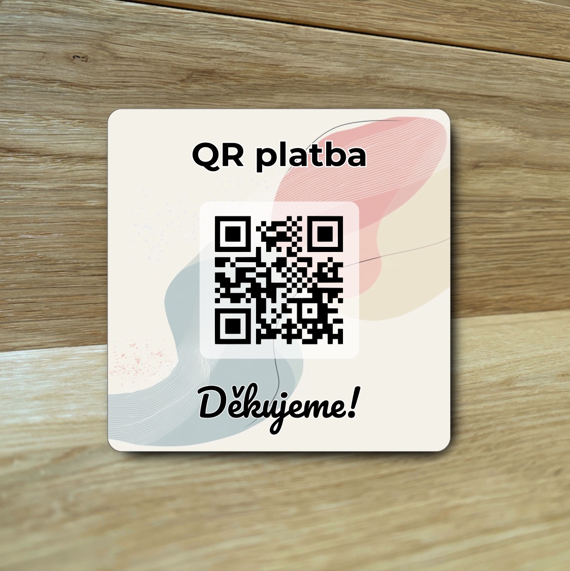 Destička s QR kódem pro přijímání plateb
