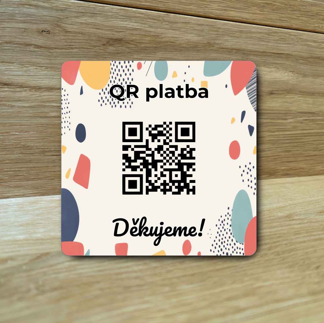 Destička s QR kódem pro přijímání plateb