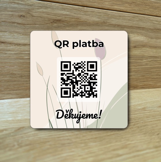 Destička s QR kódem pro přijímání plateb