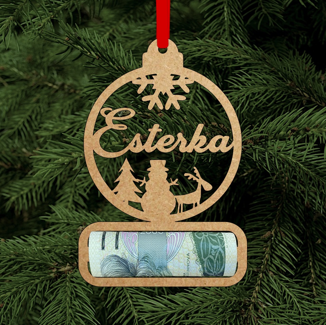 Vánoční ozdoba na peníze se jménem